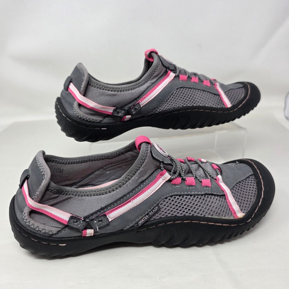 JBU Jambu Water-Ready Shoes Women 10 Grey Pink Mesh Slip On Bungee Hiking Snekrs